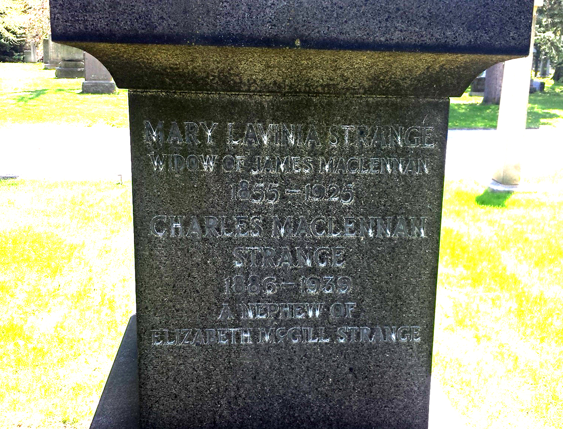Photo of headstones/Mary Lavinia Strange 1855-1925 hdstn Toronto Mount Pleasant cem ON